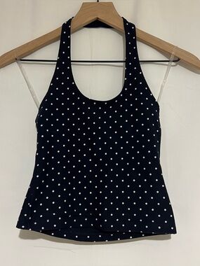 Faded Rose Navy Polka Dot Halter Top